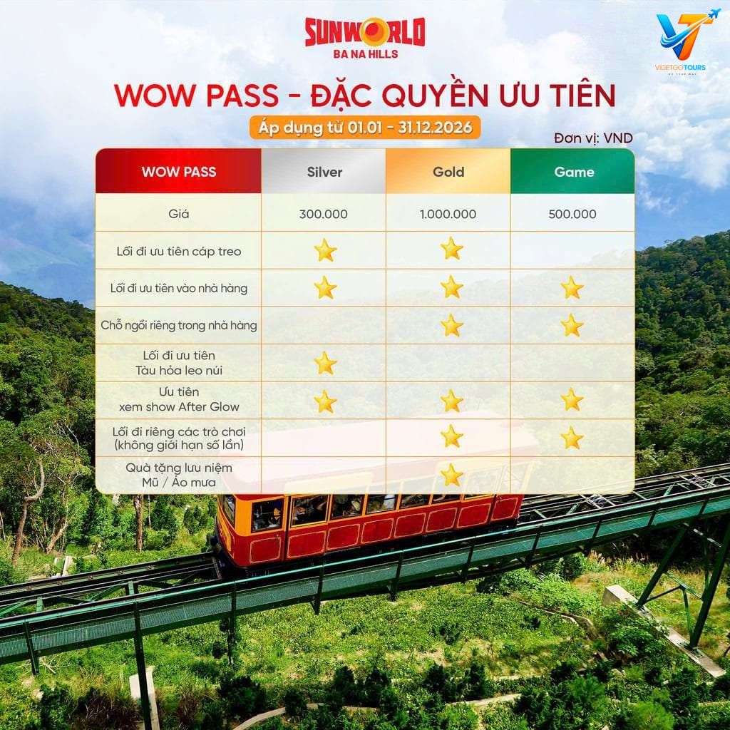 Đặc quyền Wow Pass Bà nà hills Đặc quyền Wow Pass Bà nà hills