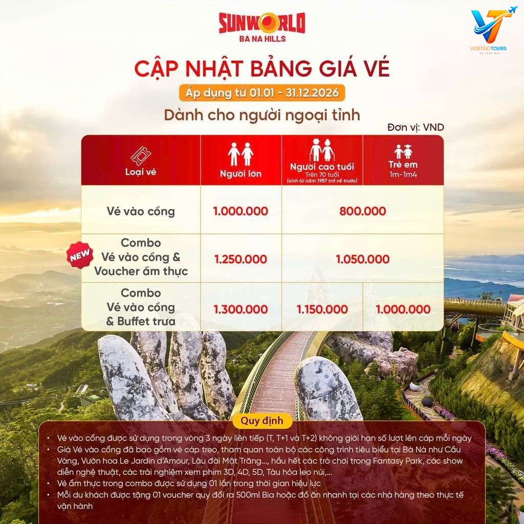 Vé Cáp Treo Bà Nà Hills ngoai tinh Vé Cáp Treo Bà Nà Hills ngoai tinh